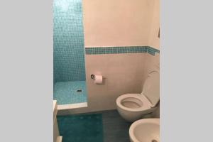 a bathroom with a toilet and a shower at Bilocale ristrutturato con piscina. Spiagge vicine. in Porto Rotondo