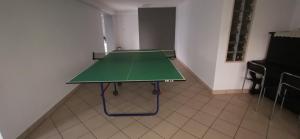 a green ping pong table in a room at Dom Wczasowy Irys in Węgierska Górka