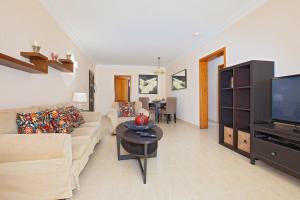 salon z kanapą i telewizorem w obiekcie Apartment Caleton Blanco, central Puerto del Carmen w Puerto del Carmen