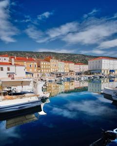 a view of a harbor with boats in the water at Apartment Filipas in Cres