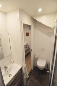 a bathroom with a toilet and a sink at Stylish house in the heart of Breda city center in Breda
