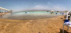 una piscina de agua con gente nadando en ella en צפים על הים, en Neve Zohar