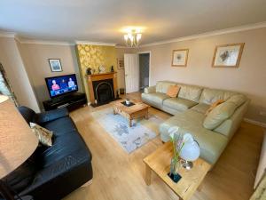 a living room with a couch and a tv at Causeway Holiday Homes in Coleraine
