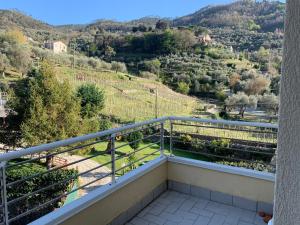 a balcony with a view of a mountain at Camere e case vacanza Residenza Prealba in Levanto