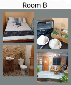 un collage de quatre photos d'une chambre bc dans l'établissement House Rental Banaba Tree, à Samboan