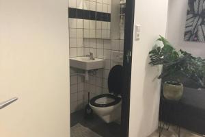 a bathroom with a toilet and a sink at Studio E in Purmerend