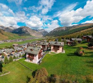 an aerial view of a village in the mountains at Chalet Teola in Livigno