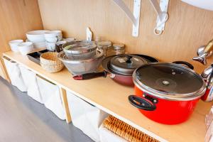 Kuchyň nebo kuchyňský kout v ubytování plat hostel keikyu asakusa station