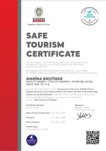 a flyer for a state tourism certificate with a red and white at Marina Boutique Hotel in Fethiye