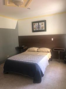 a bedroom with a large bed with two pillows at Residencial Alameda in Panama City