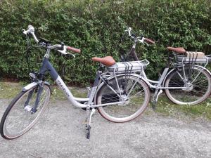 two bikes are parked next to each other at Logeren op de Thoolse Parel vakantiehuis in Stavenisse +25 photos