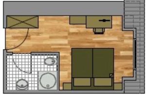 a floor plan of a room with a basketball hoop at Die Remise Copenhagen RE-16 in Stolpe auf Usedom