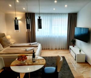 Televízia a/alebo spoločenská miestnosť v ubytovaní Nobless Apartments Holedná Brno