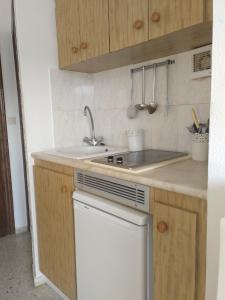 eine Küche mit Spüle und weißem Geschirrspüler in der Unterkunft Apartamento Parchís con piscina in Denia