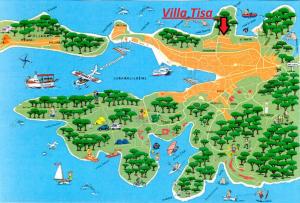 - une carte de l'île de fiesta dans l'eau dans l'établissement Apartments Vila Tisa, à Mali Lošinj