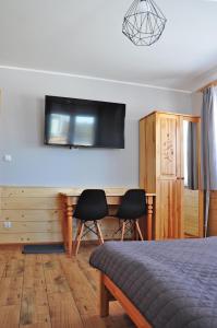 Televízia a/alebo spoločenská miestnosť v ubytovaní Apartamenty JSZI