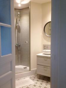 a bathroom with a shower and a sink at Joli Appartement Le Gutenberg T2 4p Quartier Mirabeau Proche Gare in Tours