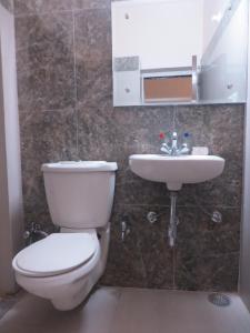 a bathroom with a toilet and a sink at hotel sandhu palace in Jodhpur
