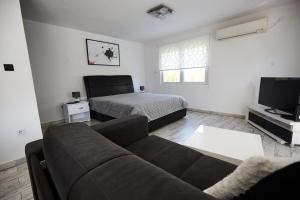 - un salon avec un canapé et un lit dans l'établissement Apartment Azulmburgo, à Vrnjačka Banja