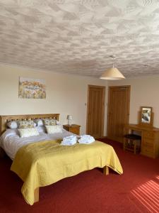 a bedroom with a bed and a coffered ceiling at Impala Guest House in Wick