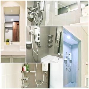 uma colagem de fotografias de uma casa de banho com um chuveiro em Valencia Dorm summer suites KLCC em Kuala Lumpur