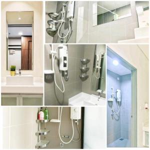 a collage of pictures of a bathroom with a shower at Signature Apartment at Mercu Summer Suites KLCC in Kuala Lumpur
