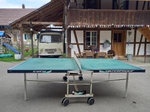 Fasilitas tenis meja di Uelis Stöckli-Familienfreundliche Wohnung auf dem Bauernhof mit Hotpot und Alpakatrekking
