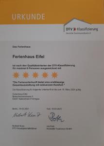 Certifikát, hodnocení, plakát nebo jiný dokument vystavený v ubytování Ferienhaus Eifel