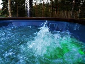 uma piscina de água com água a espirrar nela em Aliai em Utena