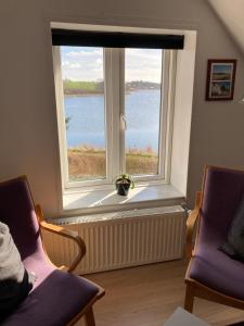 a room with a window with a view of the water at Bøgebjerggård Bed & Breakfast in Nordborg