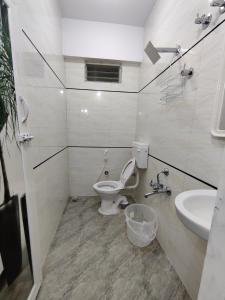 een badkamer met een toilet en een wastafel bij Vogel's Nest in Mysore