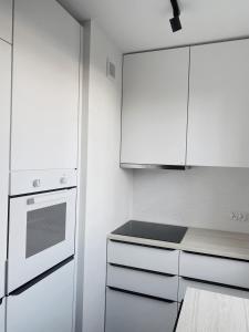 Kuchyňa alebo kuchynka v ubytovaní Apartament Blisko Morza i Parku Gdańsk Brzeźno