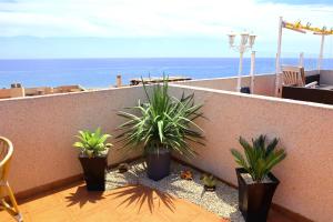 a balcony with potted plants on top of a building at 2 bed penthouse, Bolnuevo in Bolnuevo