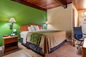 um quarto com uma cama e uma parede verde em Econo Lodge em Tallahassee
