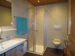 a bathroom with a shower and a sink and a toilet at Apartment Schuler - STA121 by Interhome in Nasserein