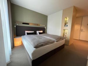 ein Schlafzimmer mit einem großen Bett in einem Zimmer in der Unterkunft JUCKERs Boutique-Hotel in Tägerwilen