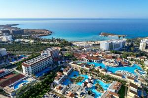 an aerial view of the resort and the ocean at Atlantica Aeneas Resort in Ayia Napa