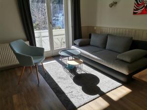 a living room with a couch and a table at Carinthia Appartements in Mallnitz