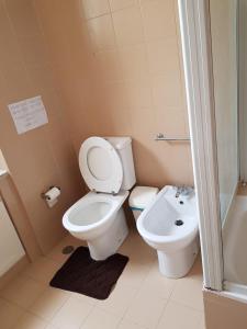uma casa de banho com um WC e um lavatório em Rose view guest house em Lisboa