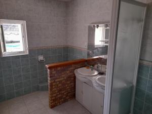 łazienka z umywalką i toaletą w obiekcie Avol d'oiseau w mieście Villers-Farlay +7 zdjęć