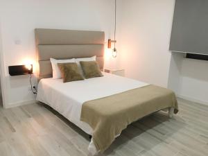 sypialnia z dużym białym łóżkiem z 2 poduszkami w obiekcie Azores Black Mountain House, Estúdio e T2 Ilha do Pico w mieście São Roque do Pico