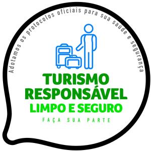 a label for a restaurant with a man with luggage at Pousada Esmeralda in Salvador