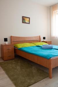 Ένα ή περισσότερα κρεβάτια σε δωμάτιο στο Titán Apartman