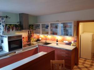 Kuchyň nebo kuchyňský kout v ubytování Ferienhaus Alpenroyal