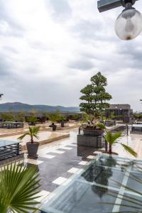 a view of a courtyard with potted plants at Trivelles Executive Suites Islamabad in Islamabad
