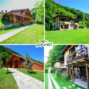 a collage of three pictures of a house at Naturkoy Sapanca in Sakarya