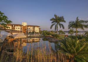 a large body of water with palm trees at Life Resort Hplus Long Stay in Brasília