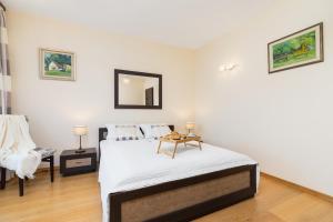 a bedroom with a bed and a table and a chair at Stara Polana Apartamenty & Spa Zakopane by Noclegi Renters in Zakopane +28 photos