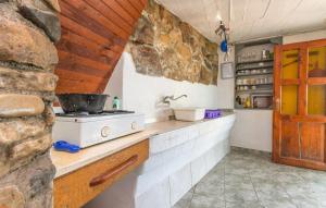 a kitchen with a stove and a counter top at House Tvrdica in Tkon