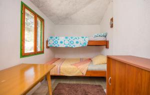 a small bedroom with a bunk bed and a desk at House Tvrdica in Tkon